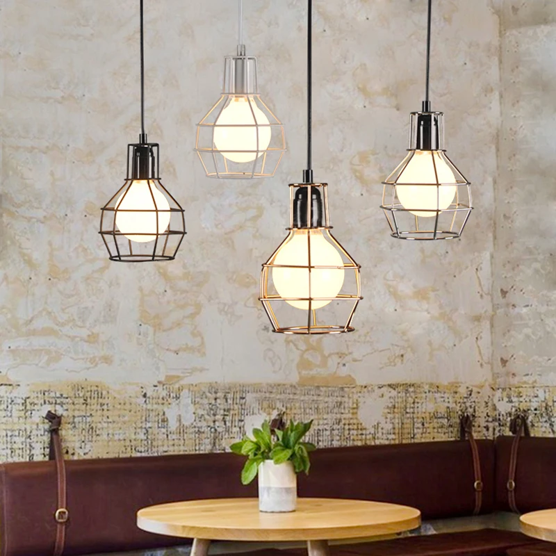 4 цвета чердак склад стиль ретро промышленный железный каркас подвесные лампы