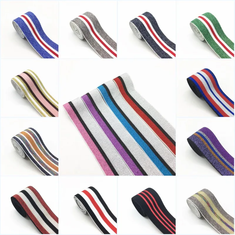 Полоски эластичные золотистые/серебристые 40 мм 4 см|Резинки| |