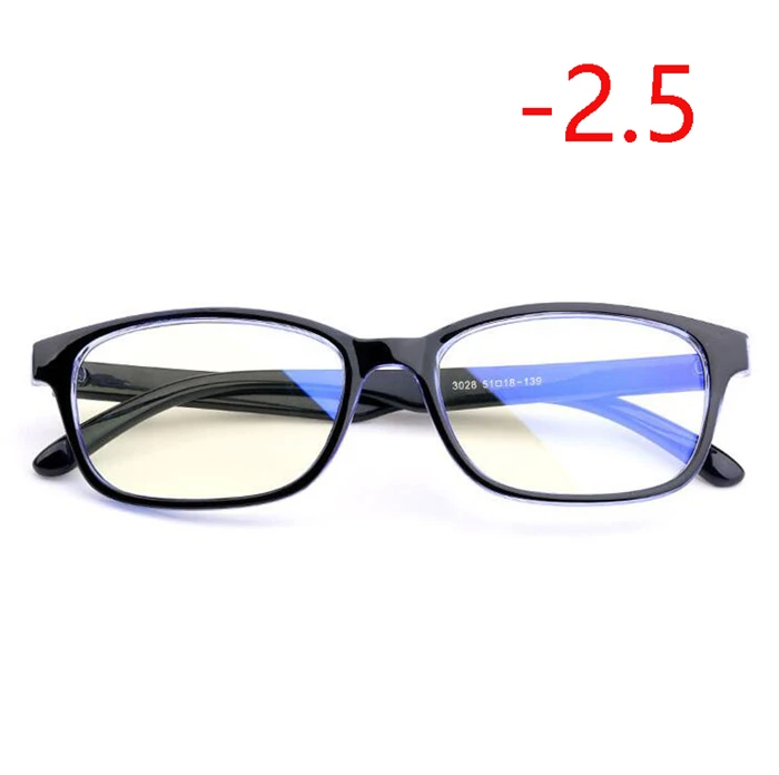 Myopia 250 Анти-синий светильник для женщин и мужчин, очки для близорукости с градусом, Модный ПК синий светильник, блокирующие близорукие очки-1,0-1,5-2,0-4,0 - Цвет оправы: Myopia 250