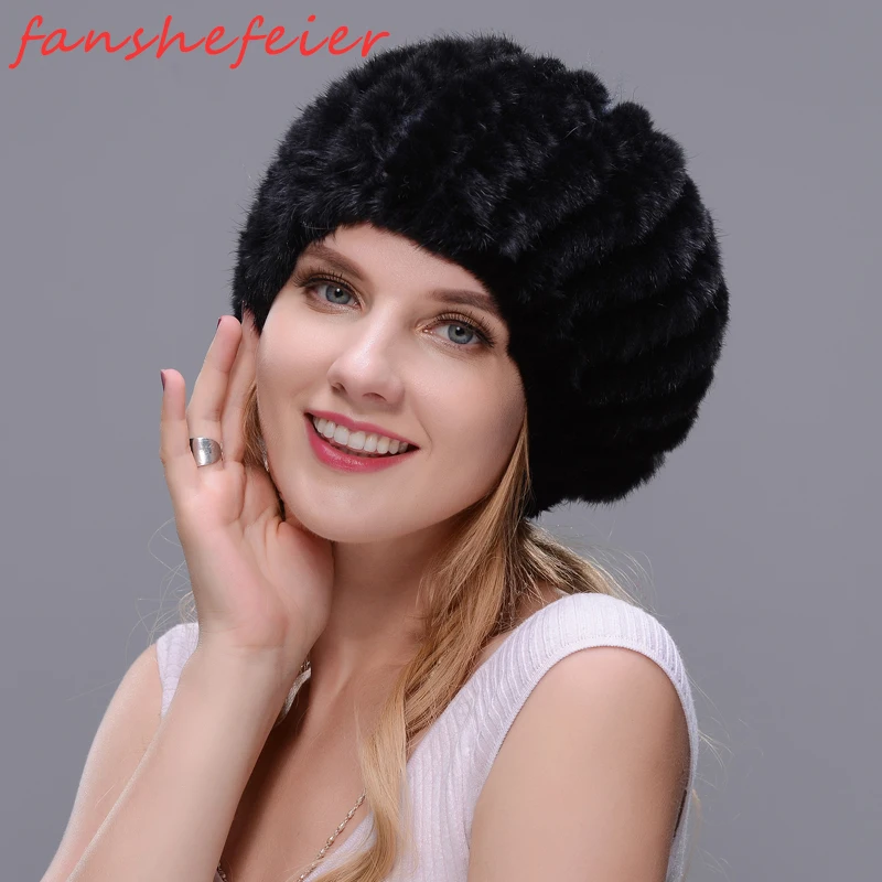 Fanshefeier Новая Модная стильная шапка из натурального меха норки, шапка с лисьим мехом, сшитая из хлопка и лисьего меха