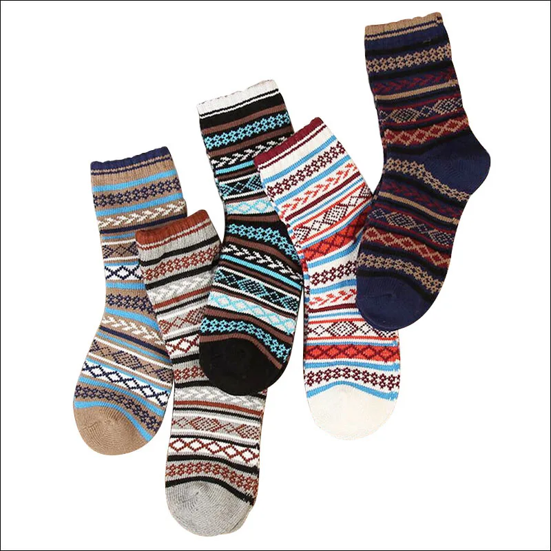 

HOT Warm Winter Men's Socks Thick Knitted Cotton Socks Male Retro Knitting Thicken Casual Sock