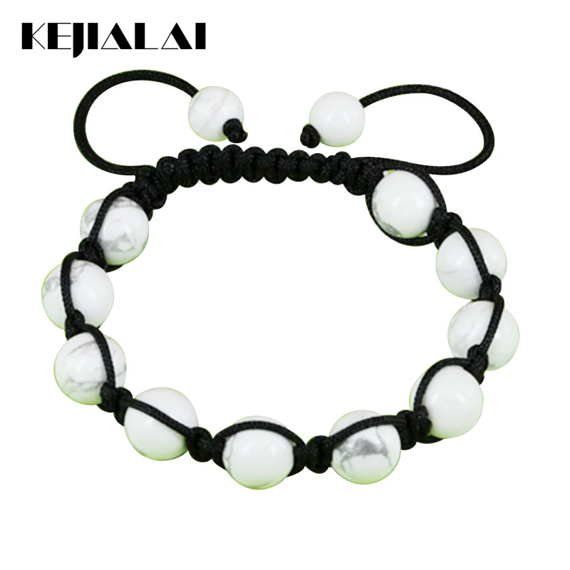 Fashion White Howlite Gems Stones Beads Macrame Bracelet Handmade Braiding Adjustable Bangle Unisex | Украшения и аксессуары