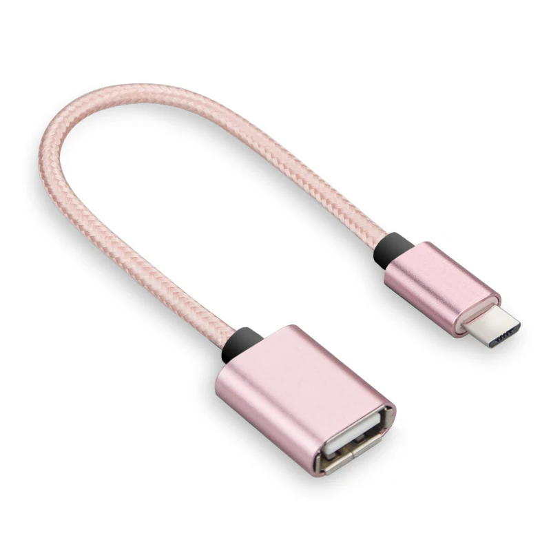 Кабель usb type-C для USB OTG адаптер для Xiaomi mi 5X mi Max 2 mi 6/mi 5C huawei P20 Pro OTG type-c кабель для передачи данных USB C - Цвет: Rose Gold