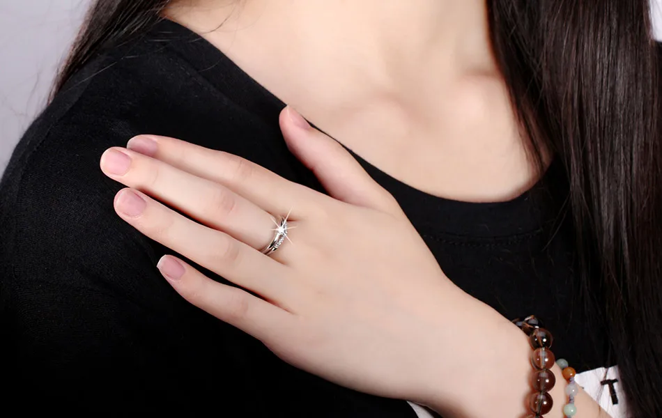 ORSA JEWELS Настоящее серебро, женские кольца, Роскошные AAA кубический цирконий, кольцо с изменяемым размером, Серебряное свадебное ювелирное изделие OSR19