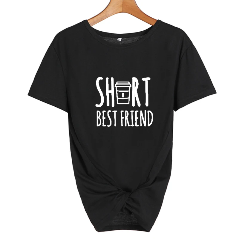 Футболка с надписью «Best Friend»; Милая футболка с принтом для высоких и коротких; Bff; хлопковая футболка для любителей кофе; Harajuku; модная футболка; Femme