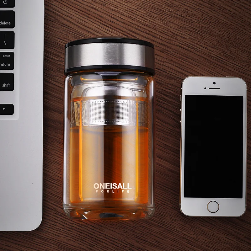 Стеклянная кружка для кофе Oneisall стакан с двойными стенками бутылка воды