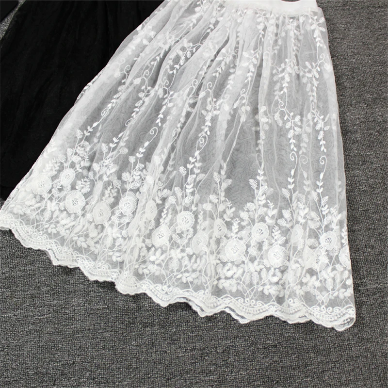 Женская Сексуальная кружевная сетчатая юбка с цветочной вышивкой летняя