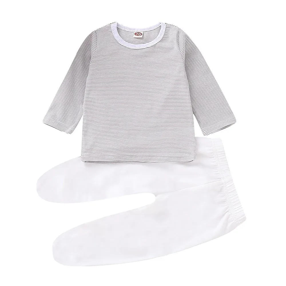 2PCS Toddler Newborn Baby Long Sleeves Stripe T-shirt Top+Pants Set Outfit | Детская одежда и обувь