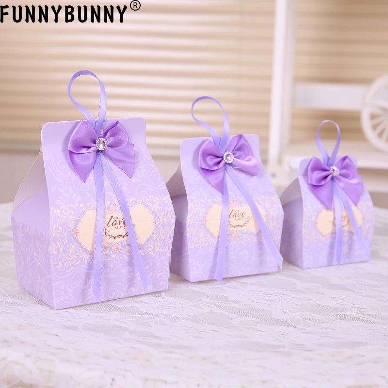 FUNNYBUNNY 5 шт розовые свадебные подарки конфетная коробка шоколада W ленты Сладкие
