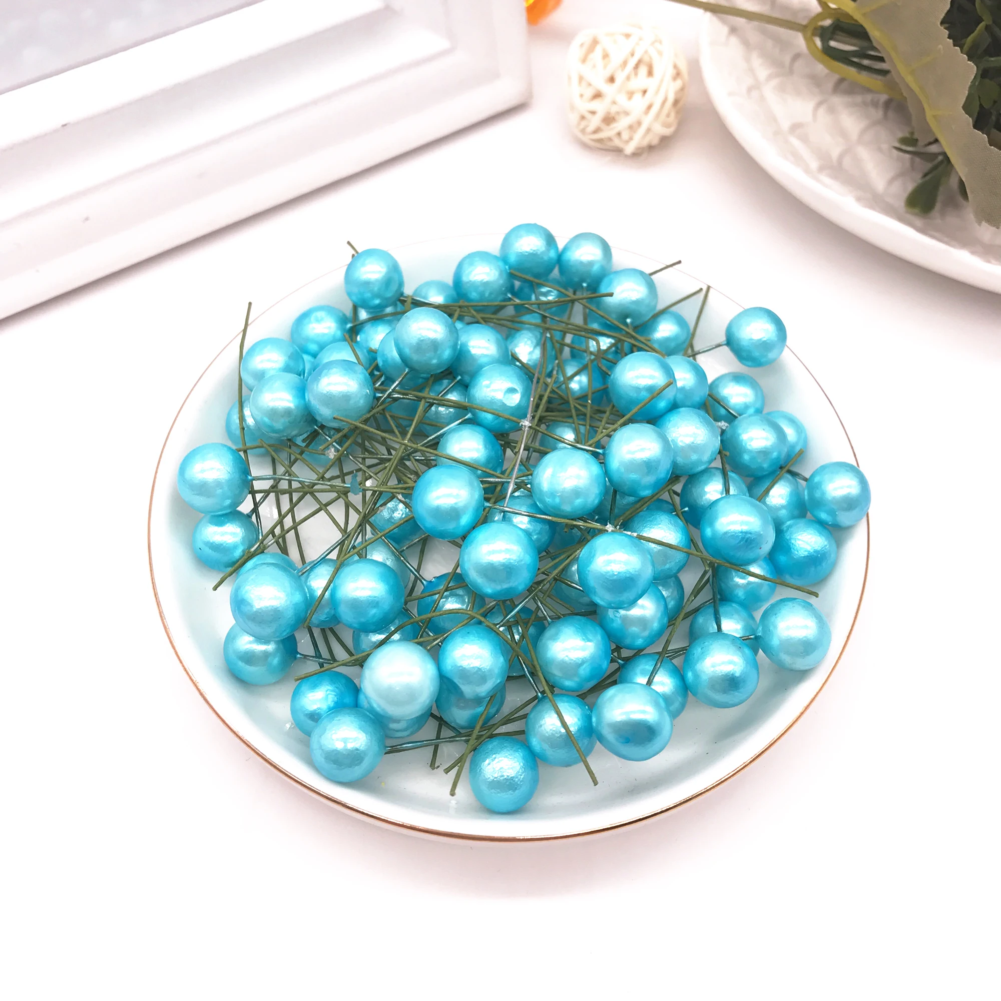 20 шт./лот миниатюрные пластиковые искусственные цветы с жемчугом и тычинками