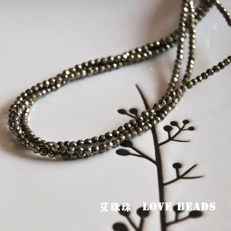

iron pyrite 2mm 3mm 4mm 15"/38cm faceted seed beads jewelry making DIY for women