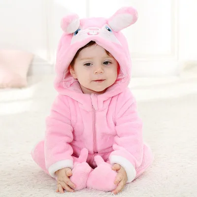 New Rabbit Детские комбинезоны с героями мультфильмов; зимние теплые коралловые флисовые милые рождественские подарки со львом; пижамы для маленьких мальчиков и девочек; одежда с рыбами; roupas de bebe recem nascido - Цвет: New Rabbit