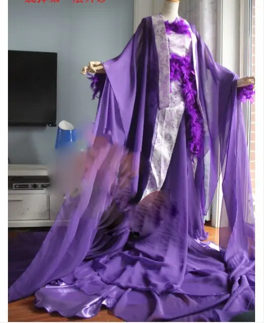 Карнавальный костюм Hanfu Cos Hua Qiangu Yao Shen фиолетового цвета для аниме компьютерная