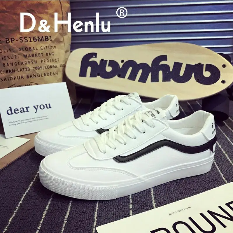 Men Shoes Black {D& Henlu}/Мужская обувь на плоской подошве повседневные кожаные кроссовки мужская повседневная обувь мужская Вулканизированная обувь белая модная обувь на шнуровке для скейтборда - Цвет: Men Shoes Black