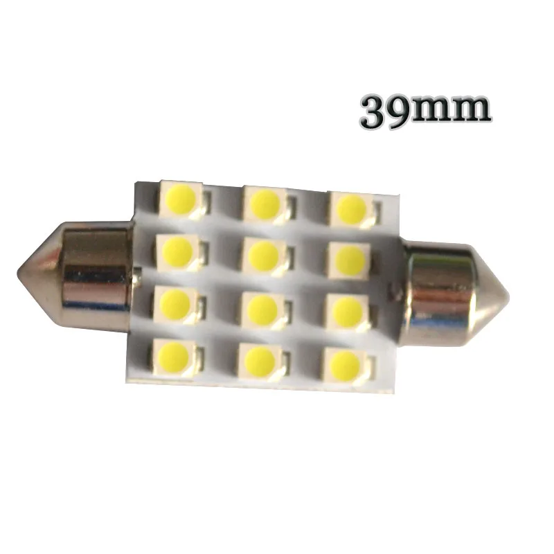 100 шт. гирлянда C5W 31 мм 36 39 41 купольная Лампа Белая 12 SMD 1210 светодиодный