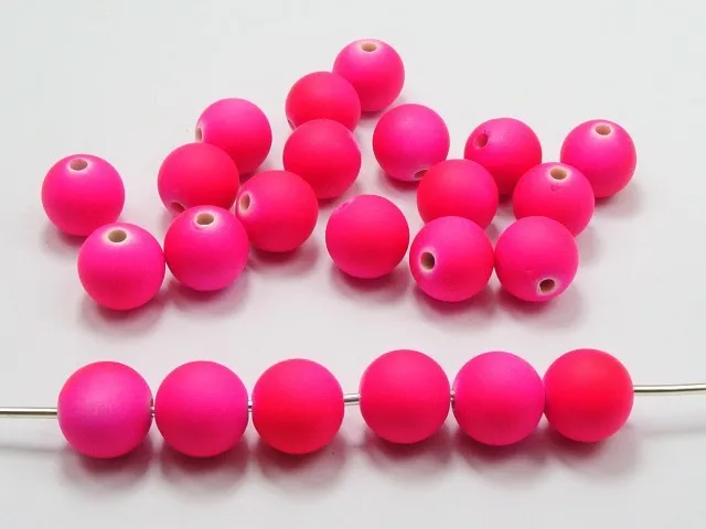 100 Смешанные матовые флуоресцентные Неоновые бусины акриловые Круглые 10 мм (3/8