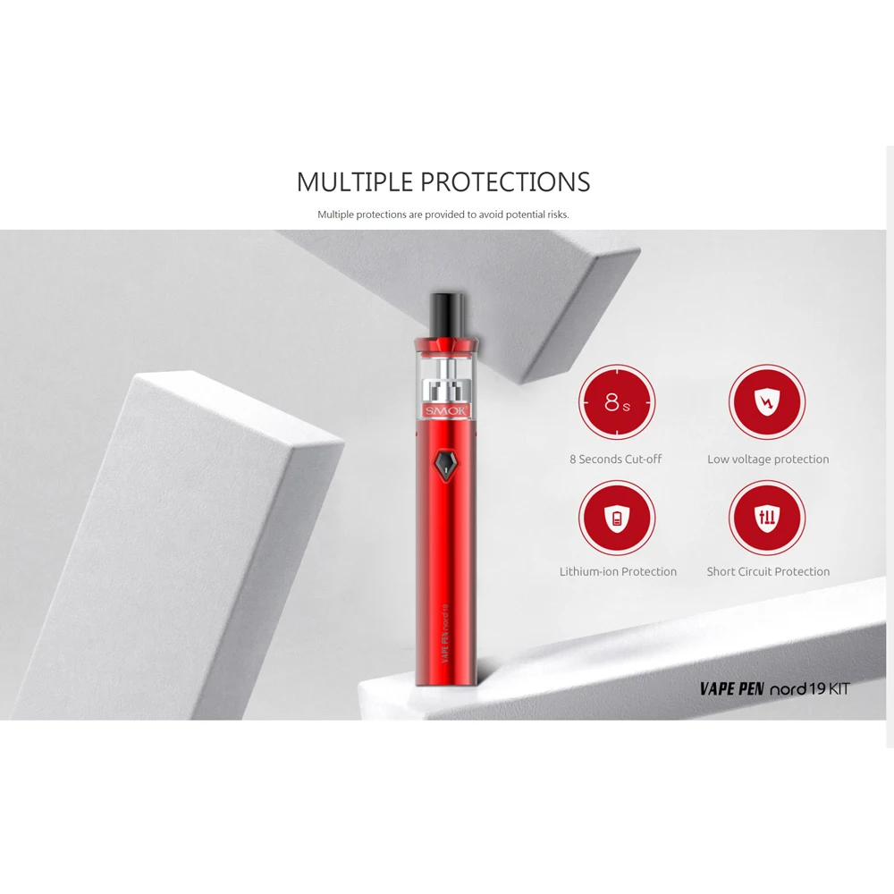 SMOK VAPE ручка Nord 19 стартовый набор 1300 мАч батарея 2 мл распылитель с сеткой 0.6ом