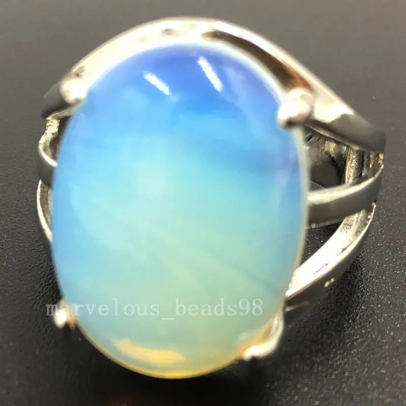 Лазурит Тигры глаз опал Малахит золотой камень кристалл Jaspe Jad Howlite Синий Песок для женщин и мужчин кольцо 7~ 1"(США) регулируемый WB563 - Цвет основного камня: Opal MC6144
