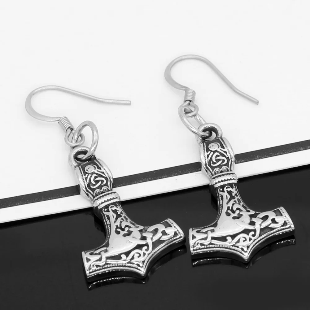 Скандинавский Викинг руны маленький Молот Тора Mjolnir серьги из нержавеющей стали
