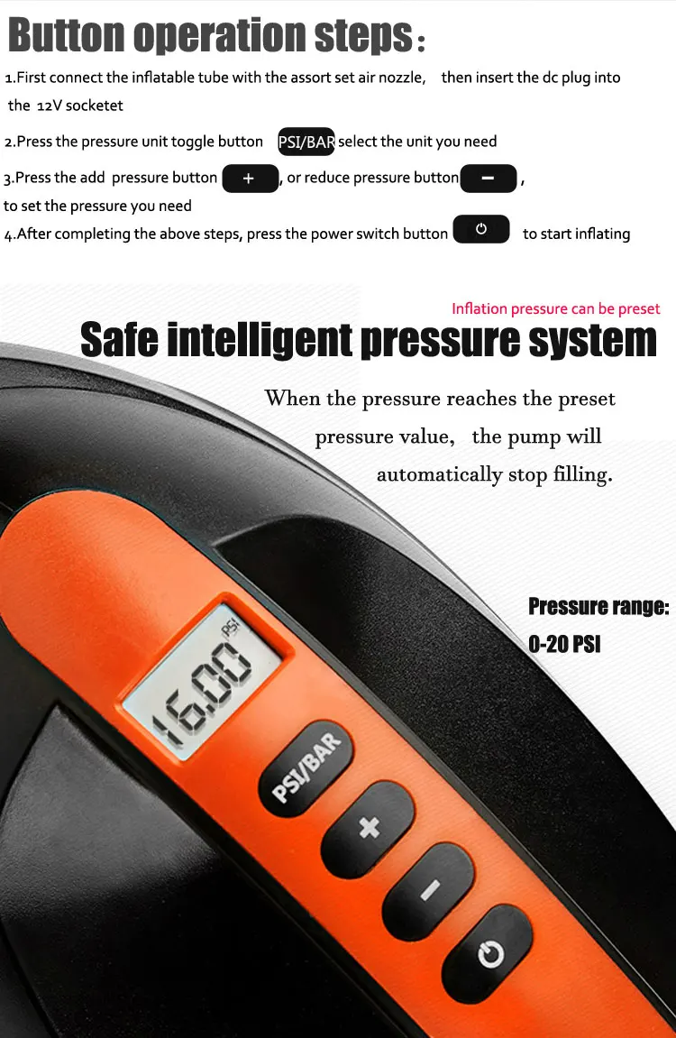 20PSI бортовой насос электрический воздушный насос для надувной лодки