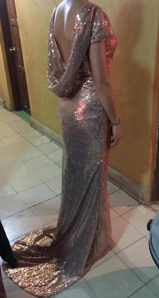 Сверкающее Золотое Дешевое платье подружки невесты Русалочки с коротким рукавом