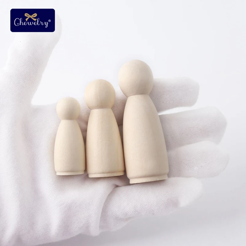 100pc Wooden Peg Dolls Family Wood Diy Crafts Natural Unfinished Wooden People DIY Baby Wooden Doll Teether Toys For Kids Gift