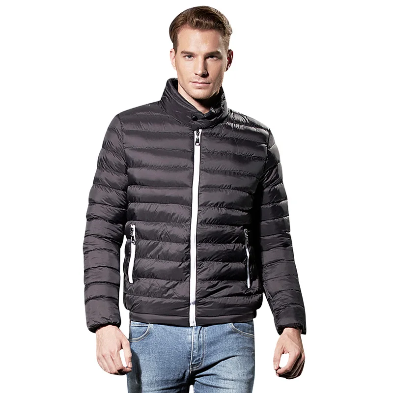 COUTUDI Autumn Winter Light Quilted Jacket Men Cotton Padded Jackets w/ Waterproof Zipper Men's Brand Clothing Warm Coat Parkas
