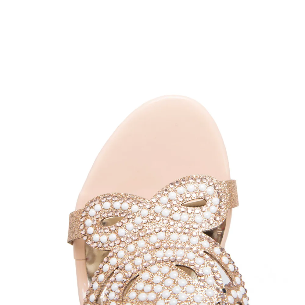 Женские босоножки с жемчугом MORAZORA черные на квадратном каблуке большие размеры