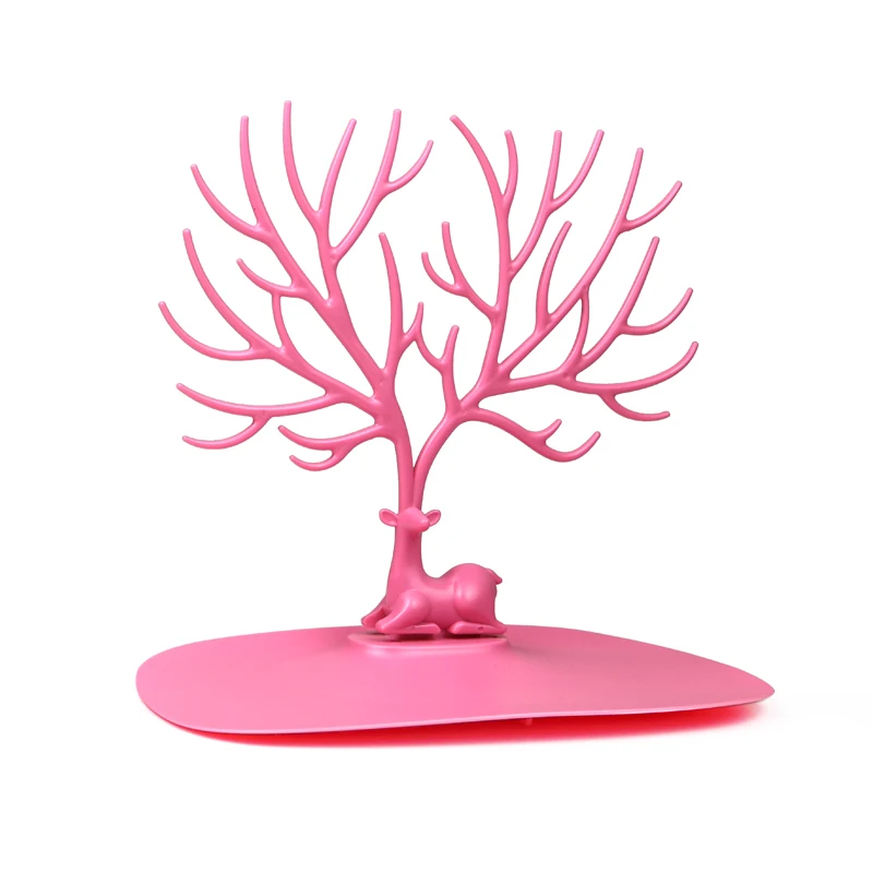 small pink Маленькие серьги с оленями, ожерелье, кольцо, ювелирные браслеты и кулоны, дисплей, подставка, лоток, дерево, стеллаж для хранения, ювелирные изделия, органайзер, держатель - Цвет: small pink