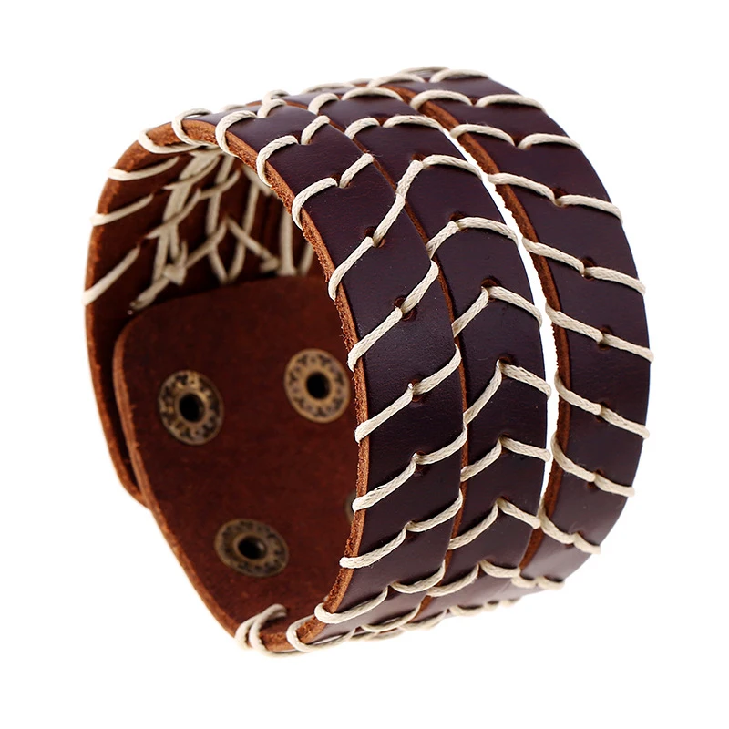 Панк Ретро Настоящая Натуральная Воловья кожа браслет на запястье Веревка