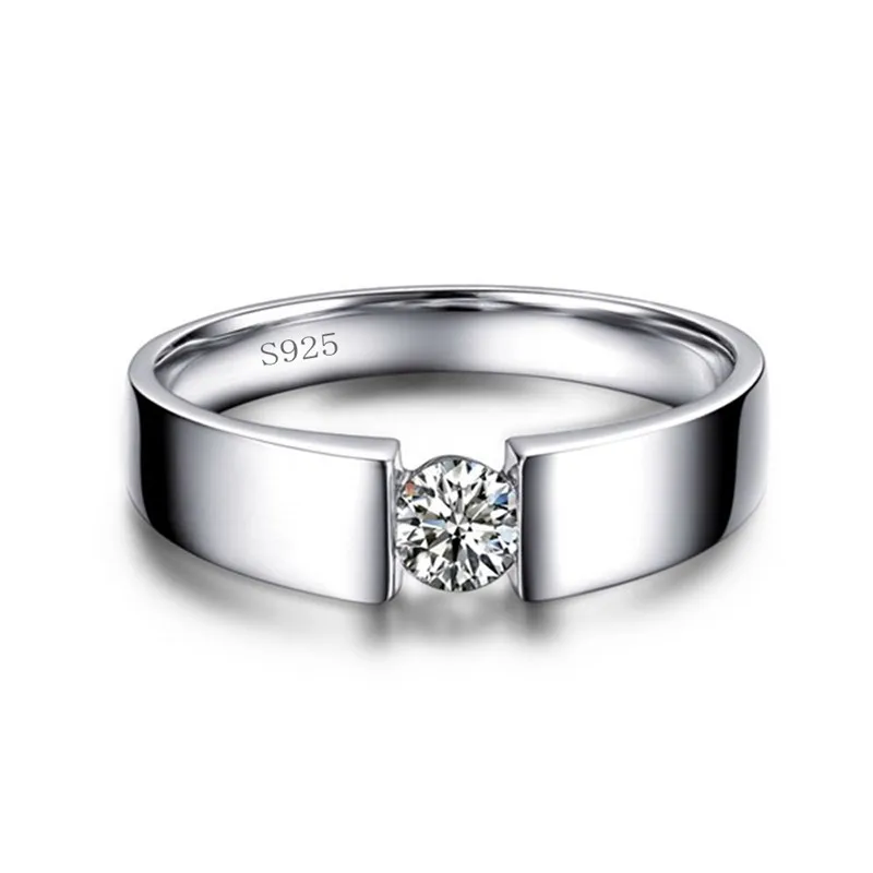 Косынка мужской 925 Серебряное кольцо комплект 0.6ct AAAAA CZ Diamant заниматься Для мужчин