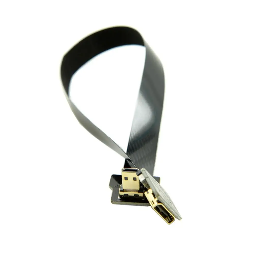 Вниз Угловой 90 градусов FPV микро HDMI мужчина к мини Женский FPC плоский кабель 10 см