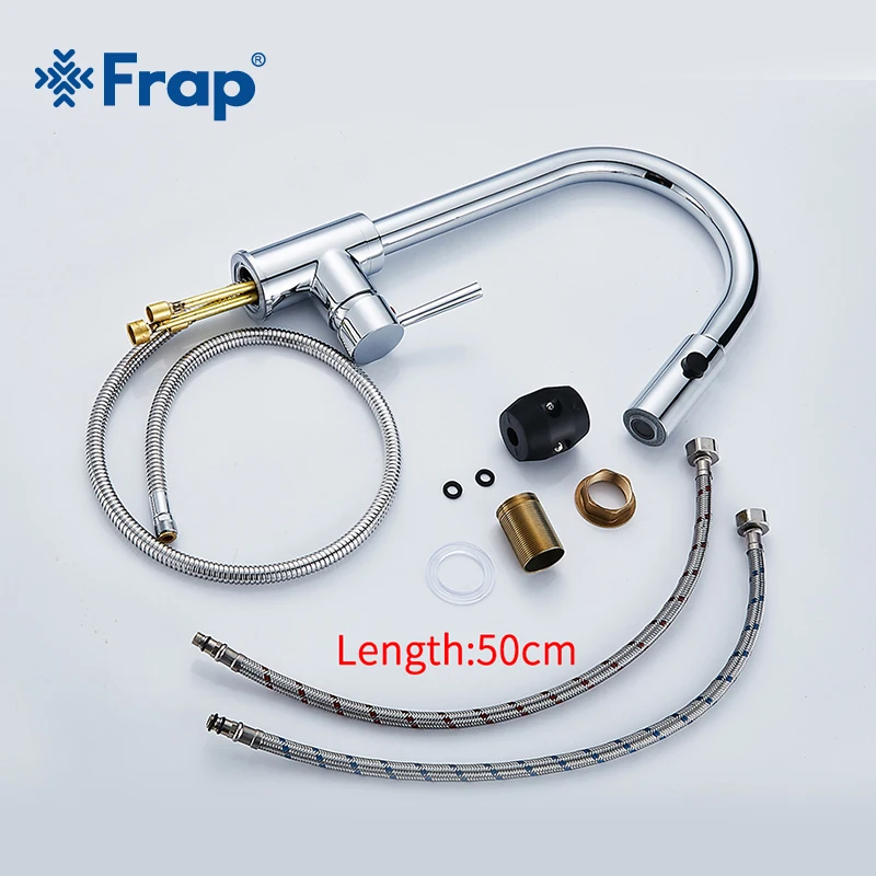 Кухонный Смеситель Frap Y40076 серебристый выдвижной кран из латуни с одной ручкой
