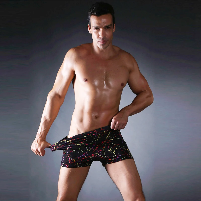 

Classical Waist Drawstring Mens Swimwear Newest Print Swimming Suit Men Elastic Plus Size XXXL Swimming Trunk Male Swimsuit