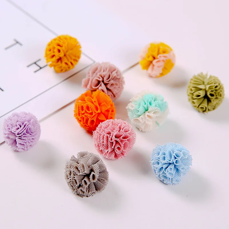 

50pcs/lot Round chiffon mesh Flowers Newborn hair accessories DIY Flower Bouquet Newborn Hair Flowers No Hair Clip