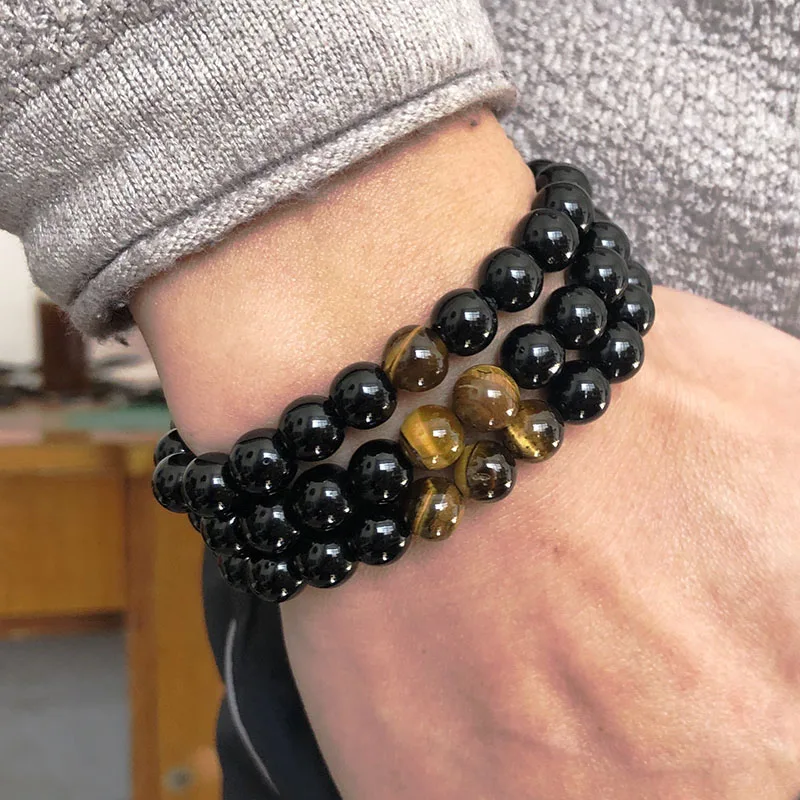 3 стиля минималистичный обсидиан тигровый глаз браслет Шарм ручной работы для мужчин s браслет с Буддой для женщин мужчин Йога ювелирные изделия аксессуары для мужчин
