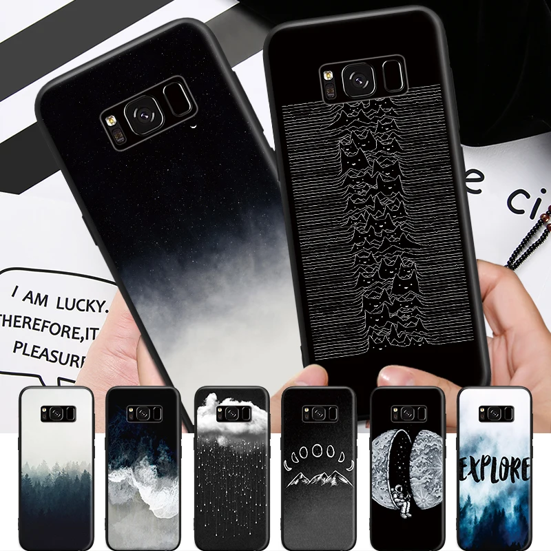 Художественный черный и синий узор для Samsung Galaxy S6 S7 Edge S8 S9 Plus Note 3 4 5 8 9 Жесткий чехол