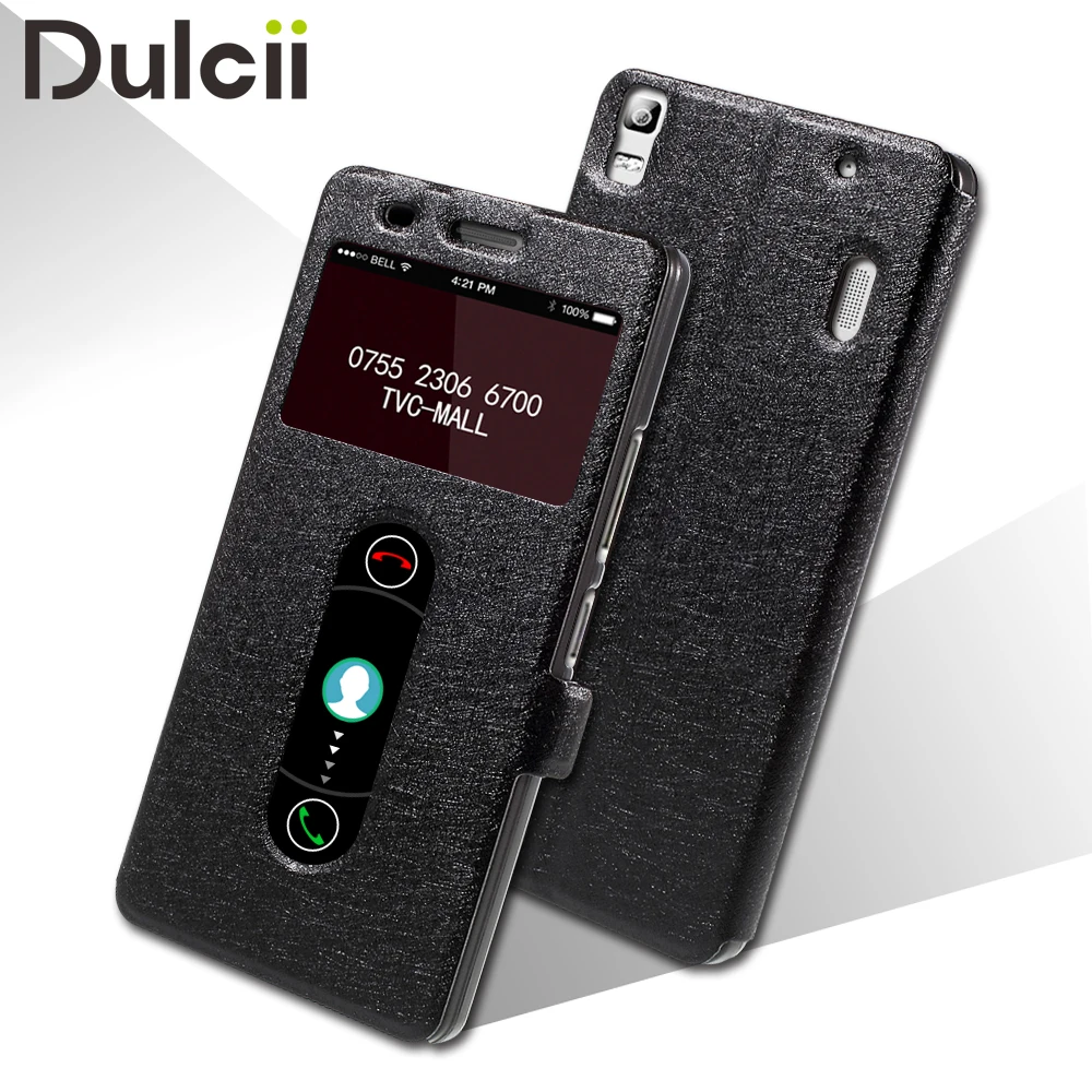 Dulcii чехол для lenovo K3 Note A7000 случае шелковая текстура Dual View кожаный Примечание