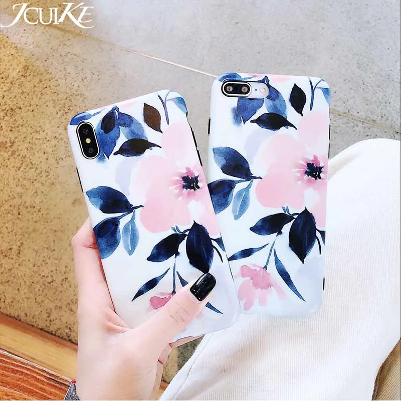 Живописи тушью цветок чехол для iPhone X телефона 6 6S 7 8 плюс силиконовый XR XS MAX