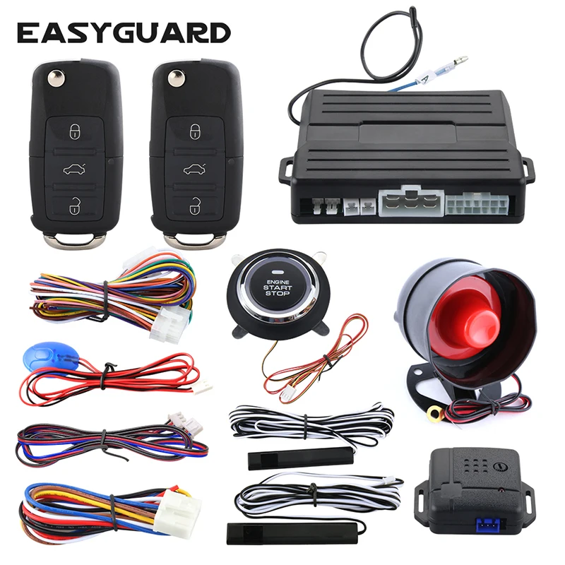 

EASYGUARD pke keyless entry system remote starter push start button remote central locking with remote control car alarm kit