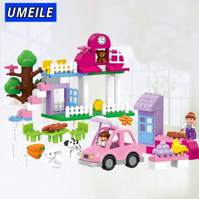 UMEILE 95 шт. городской розовый строительный блок для девочек замок дом рынок