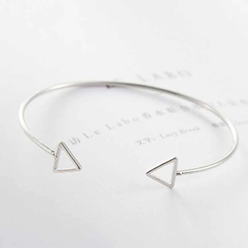 4 Types Fashion Geometric Love Bangle Shiny Polished Open Double Triangles Wire Cuff Bracelets for Women Gift Jewelry | Украшения и