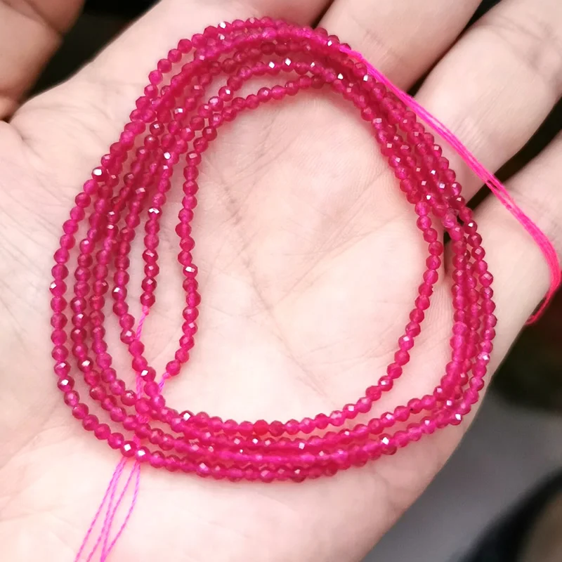 Red dyed jade Граненые 2/3/4 мм Натуральный Камень Бисер Розовый кристалл кварца Драгоценный Камень Бисер для изготовления ювелирных изделий бисером браслетов или бус своими руками - Цвет: Red dyed jade