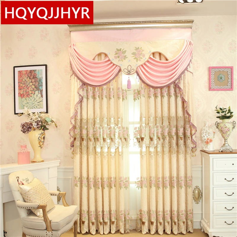 Европейские Роскошные затемняющие занавески с вышивкой для гостиной