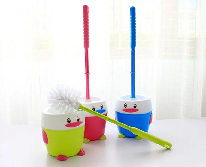 

1 шт. новый милый набор туалетных кистей с пингвином, домашняя Нескользящая ручка, бытовая щетка для чистки ванной комнаты и держатель, набор...