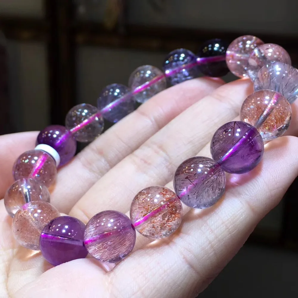 11 5 мм натуральный супер семь Мелодия камень рутилированный кварцевый модный