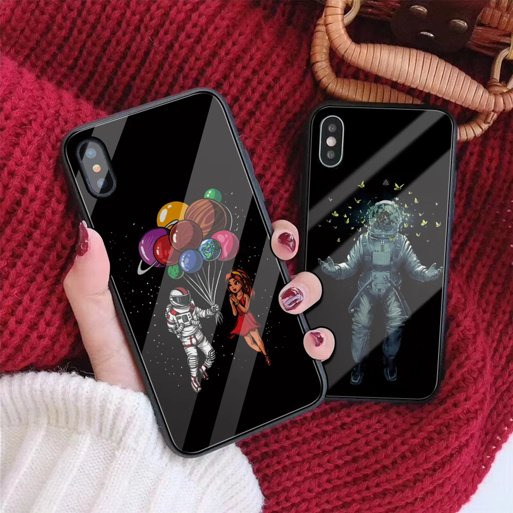Роскошные DIY для iphone 7 8X10 Plus 6s 6 Капа пользовательский космический астронавт чехол из закаленного стекла для телефона для iphone 11 Pro XS чехол для MAX XR