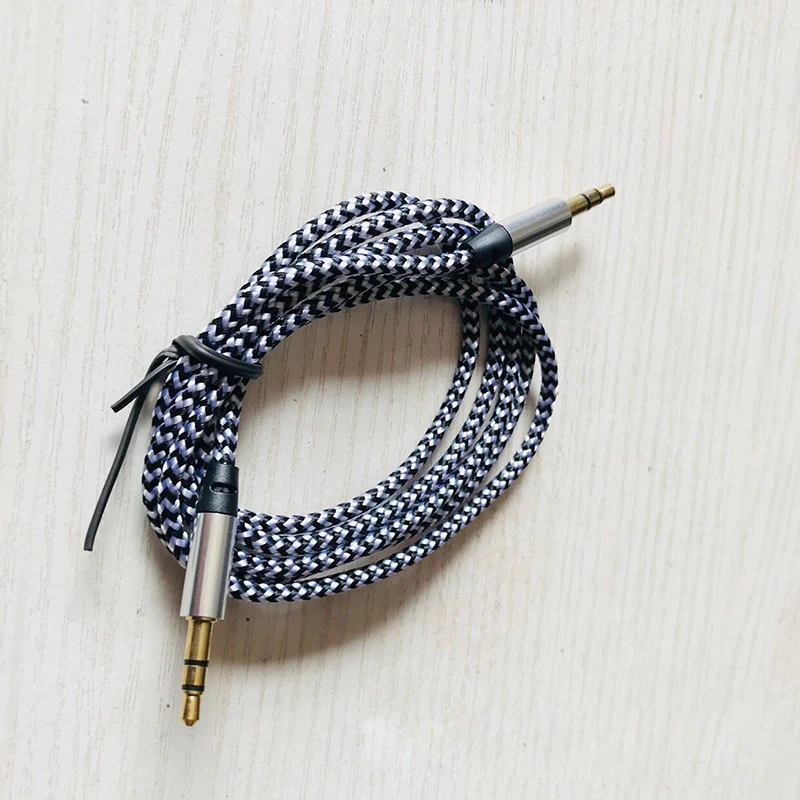 Позолоченный Плетеный аудиокабель Kabel 1 м нейлоновый Aux кабель 3 5 мм штекер