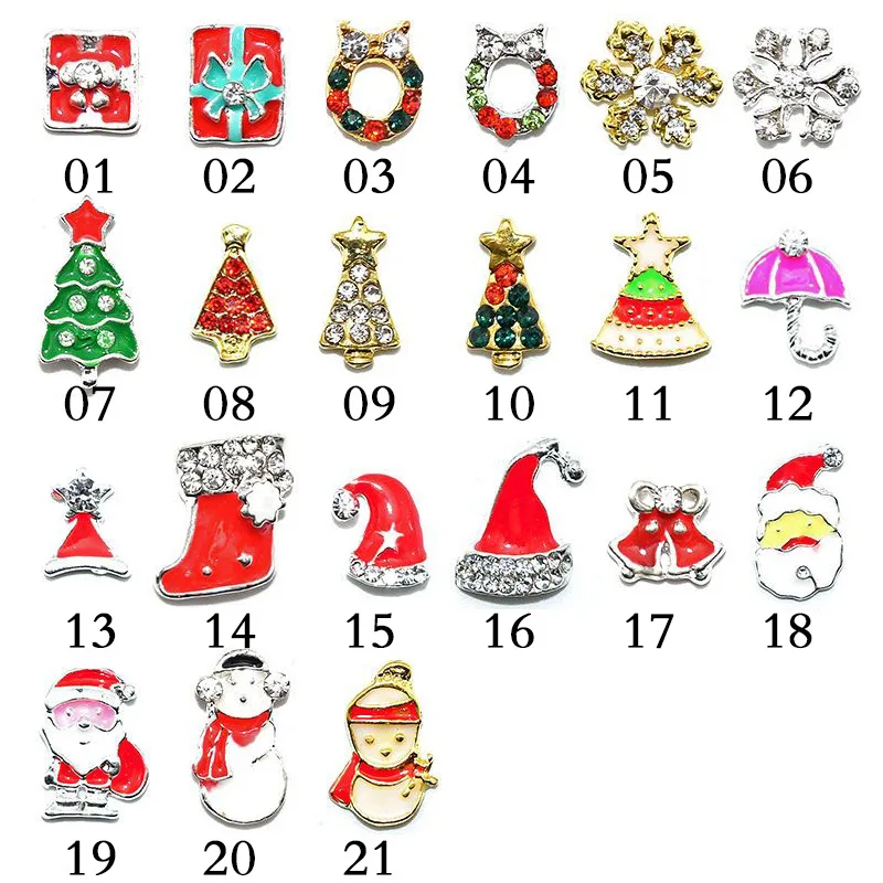 21 стиль рождественские металлические украшения для ногтей включая дерево Санта