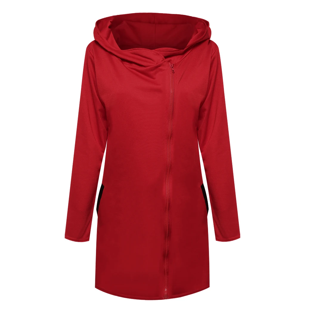 Осенне зимнее пальто с капюшоном для женщин теплая куртка на молнии длинным